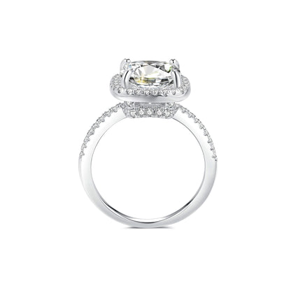 Halo Cushion Lab Diamond Ring in Platinum - Neoshine