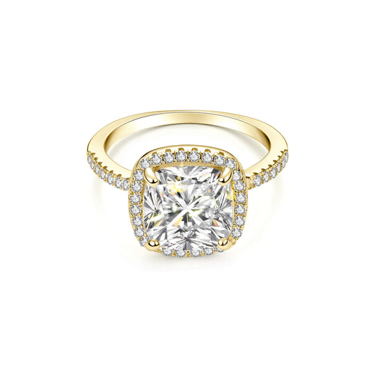 Halo Cushion Lab Diamond Ring in 18K Yellow Gold - Neoshine