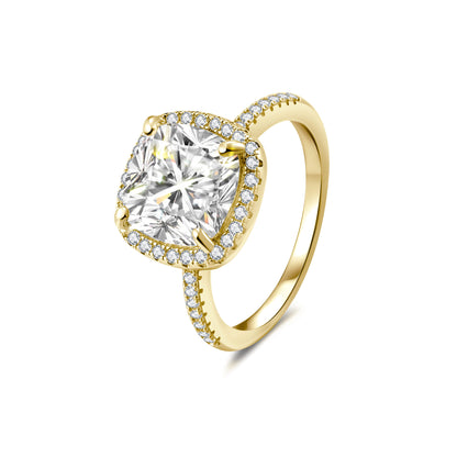 Halo Cushion Lab Diamond Ring in 18K Yellow Gold - Neoshine