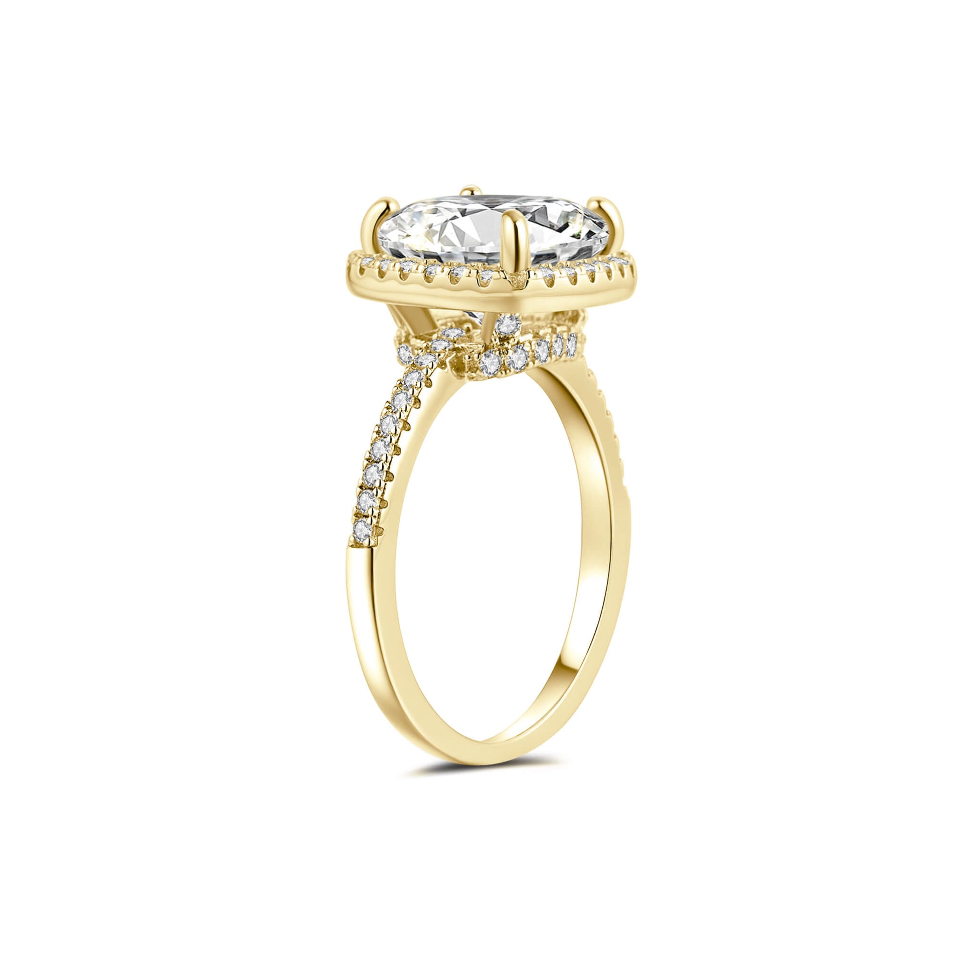 Halo Cushion Lab Diamond Ring in 18K Yellow Gold - Neoshine