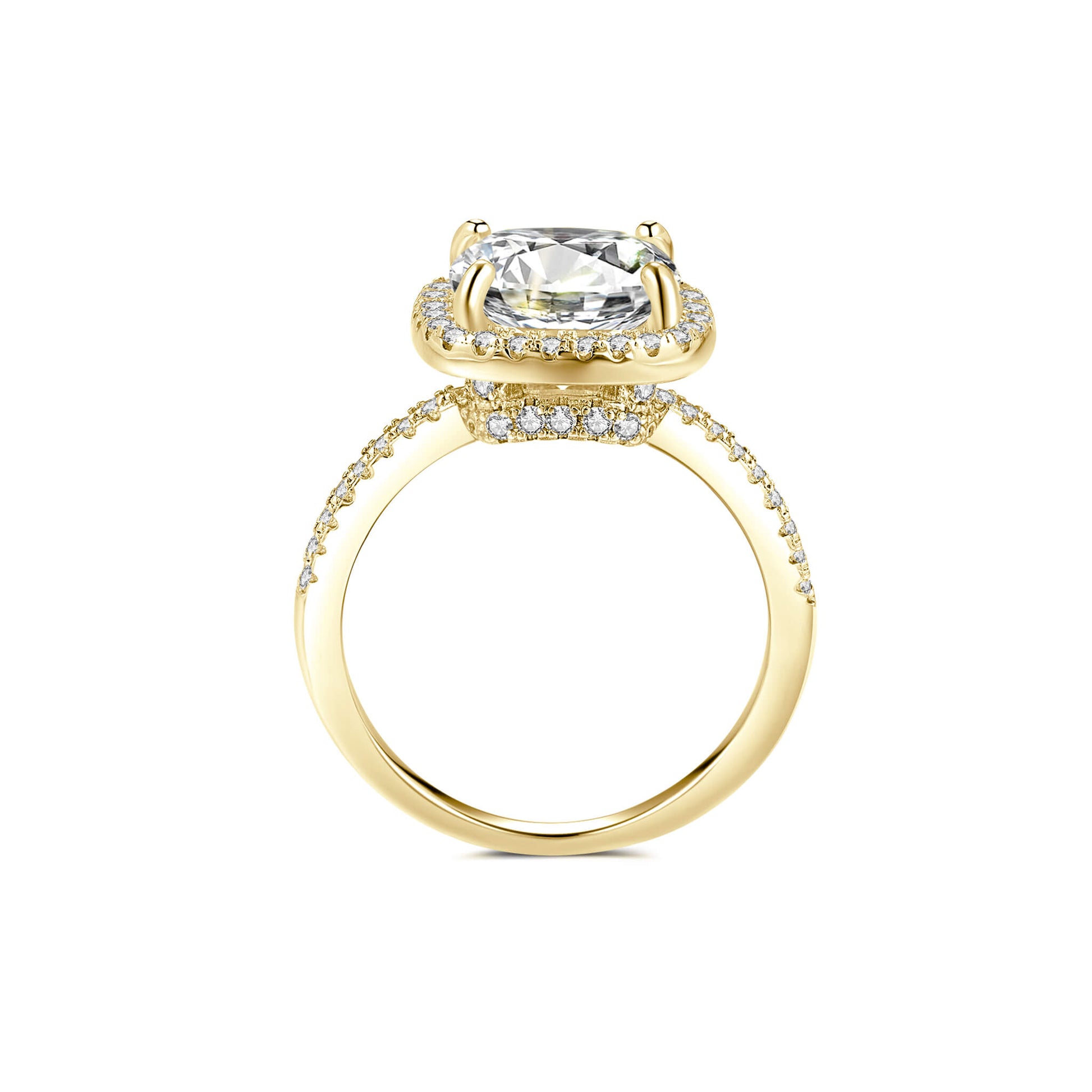 Halo Cushion Lab Diamond Ring in 18K Yellow Gold - Neoshine