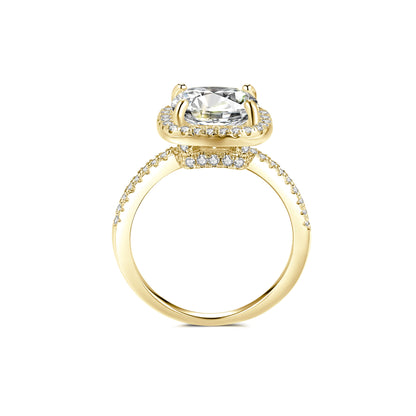 Halo Cushion Lab Diamond Ring in 18K Yellow Gold - Neoshine
