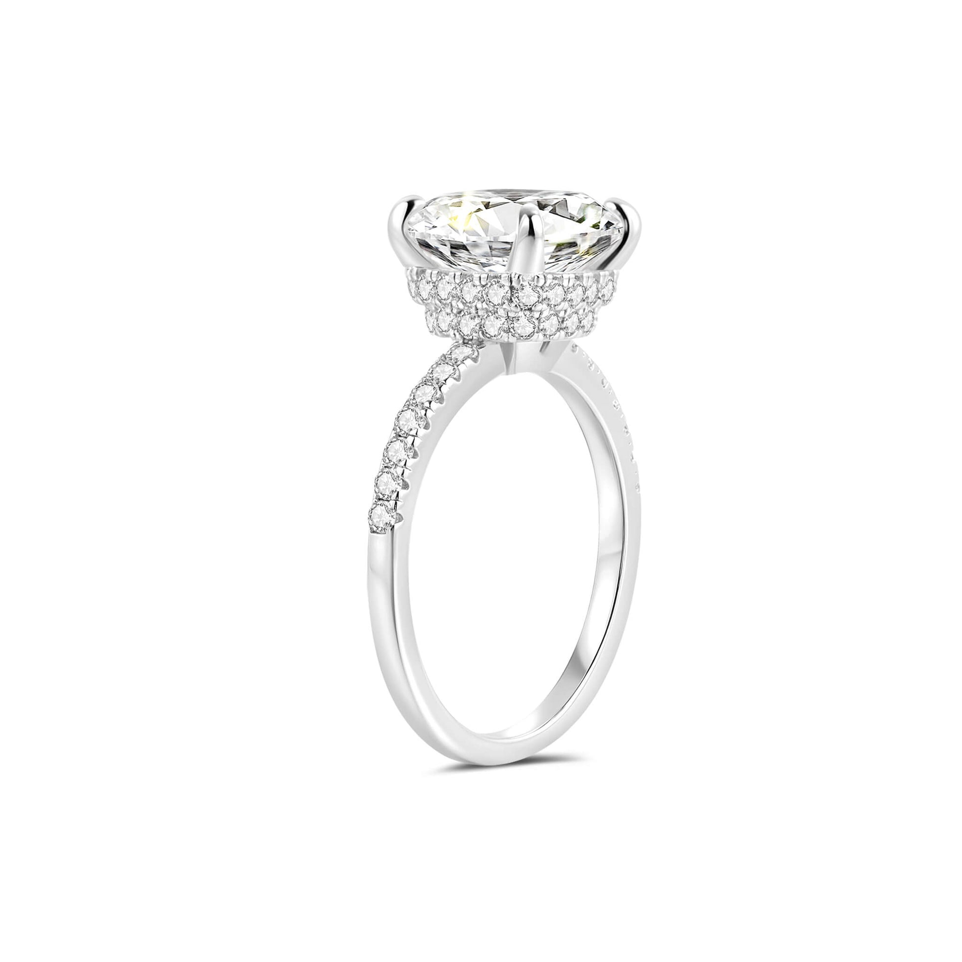Hidden Halo Cushion Lab Diamond Ring in Platinum 4 Prong Setting - Neoshine