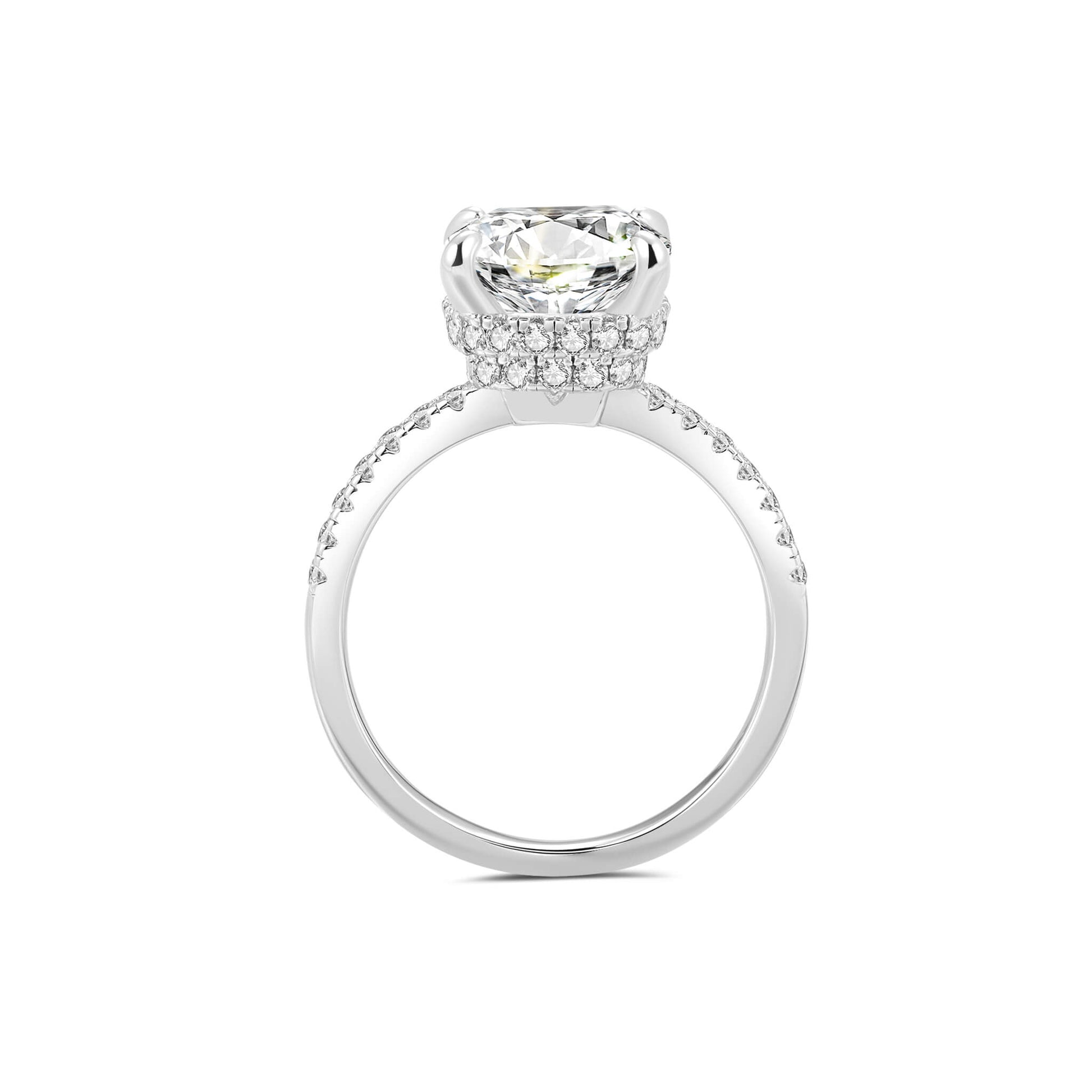 Hidden Halo Cushion Lab Diamond Ring in Platinum 4 Prong Setting - Neoshine