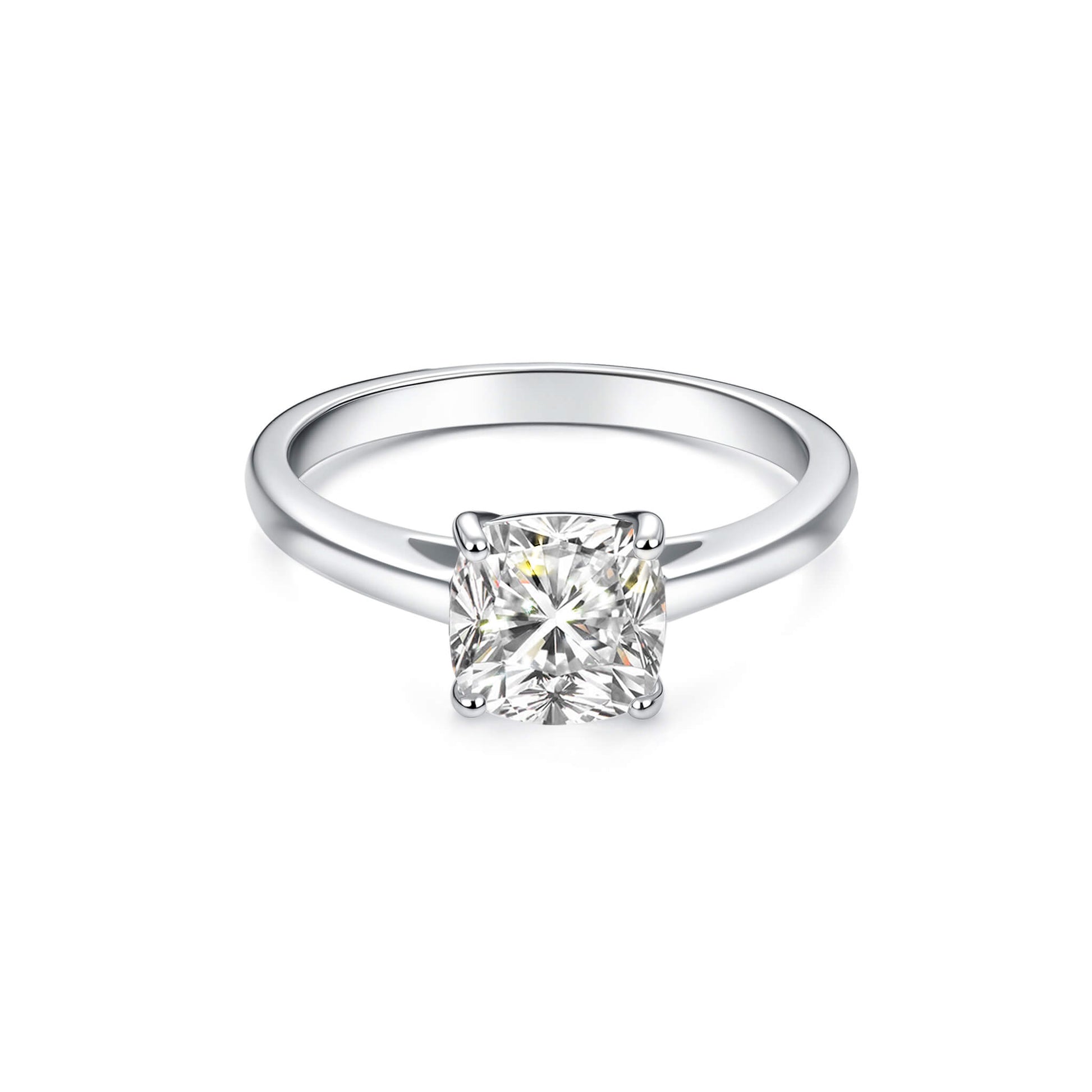 Solitaire Cushion Lab Diamond Ring in Platinum 4 Prong Setting - Neoshine