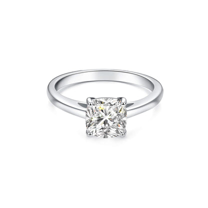 Solitaire Cushion Lab Diamond Ring in Platinum 4 Prong Setting - Neoshine