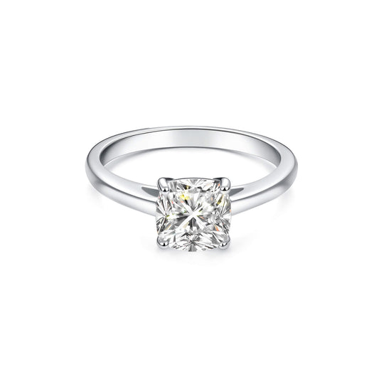 Solitaire Cushion Lab Diamond Ring in Platinum 4 Prong Setting - Neoshine