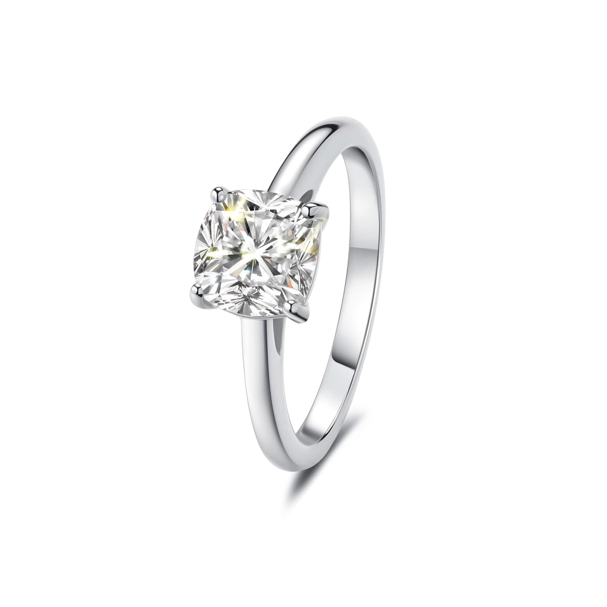 Solitaire Cushion Lab Diamond Ring in Platinum 4 Prong Setting - Neoshine