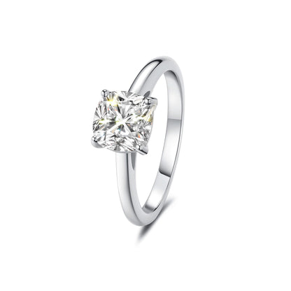 Solitaire Cushion Lab Diamond Ring in Platinum 4 Prong Setting - Neoshine