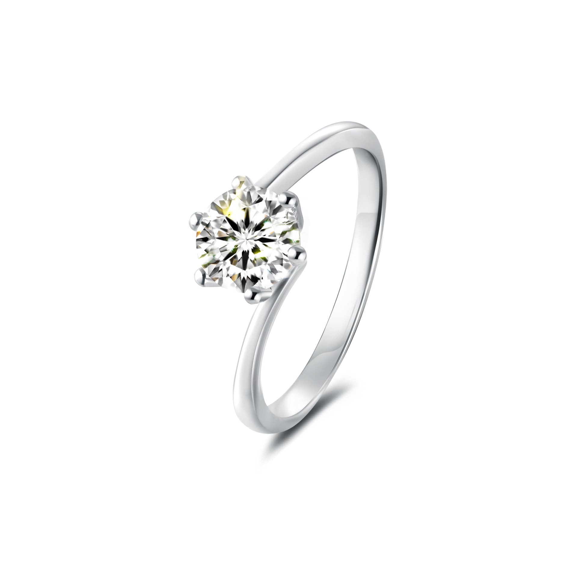 Solitaire Round Lab Diamond Ring in Platinum 6 Prong - Neoshine