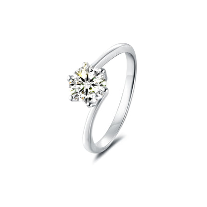 Solitaire Round Lab Diamond Ring in Platinum 6 Prong - Neoshine