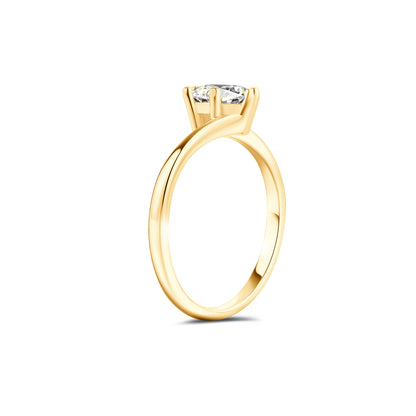 Solitaire Round Lab Diamond Ring in 18K Yellow Gold 6 Prong-018 - Neoshine