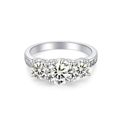 Three Stone Round Lab Diamond Ring in Platinum - Neoshine