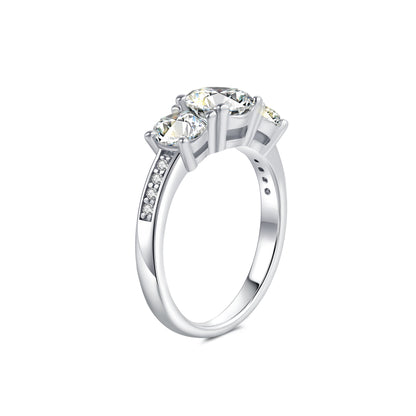 Three Stone Round Lab Diamond Ring in Platinum - Neoshine