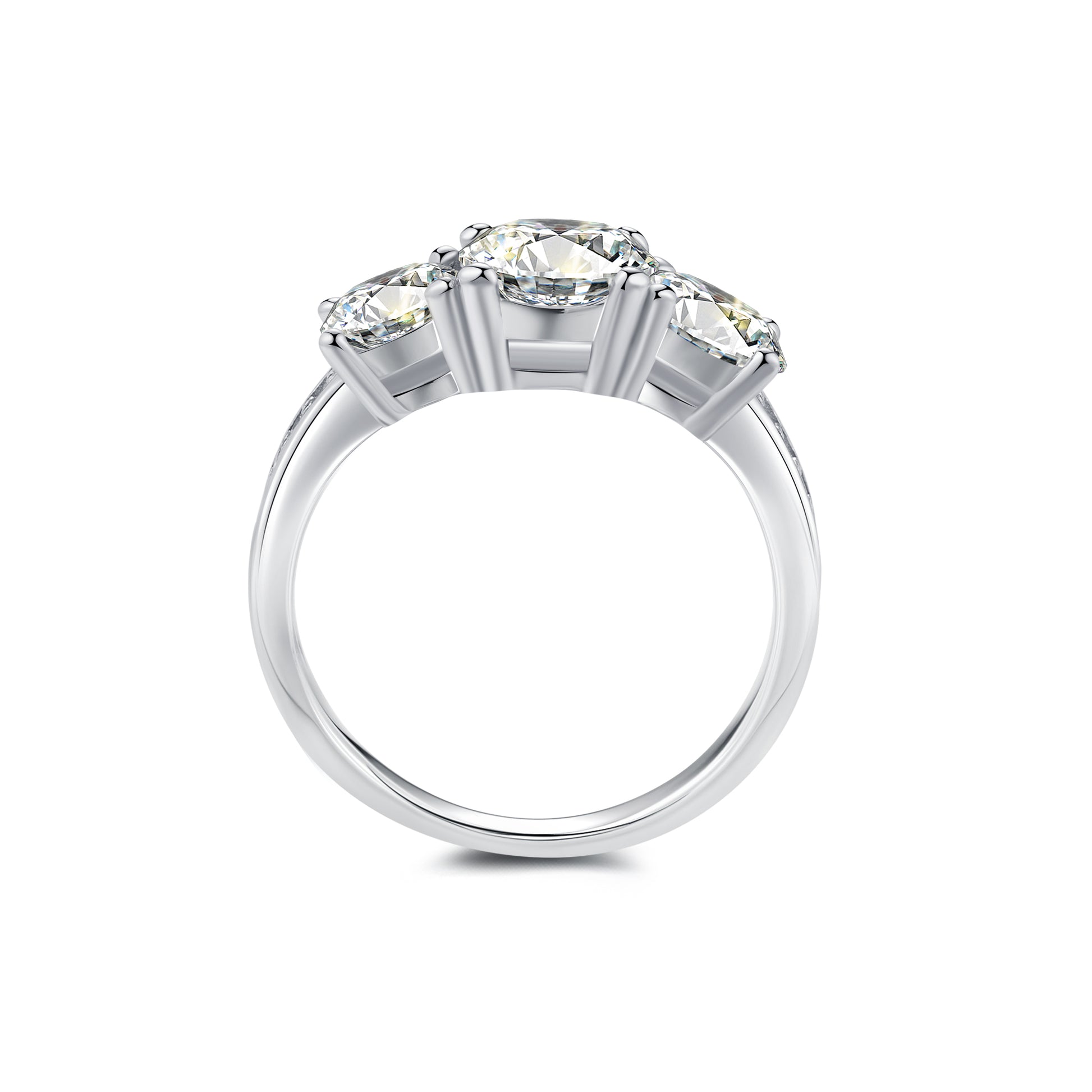 Three Stone Round Lab Diamond Ring in Platinum - Neoshine