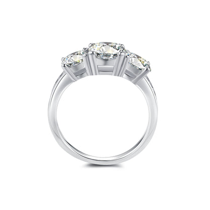 Three Stone Round Lab Diamond Ring in Platinum - Neoshine