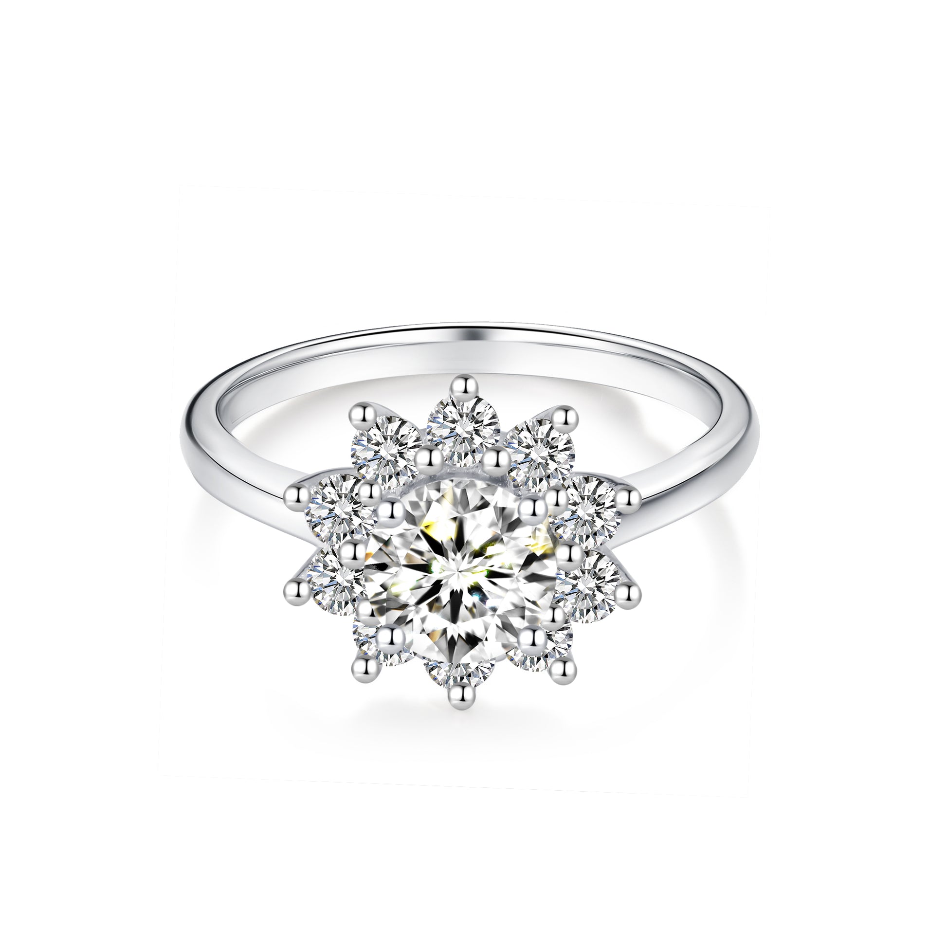 Halo Round Lab Diamond Ring in Platinum - Neoshine