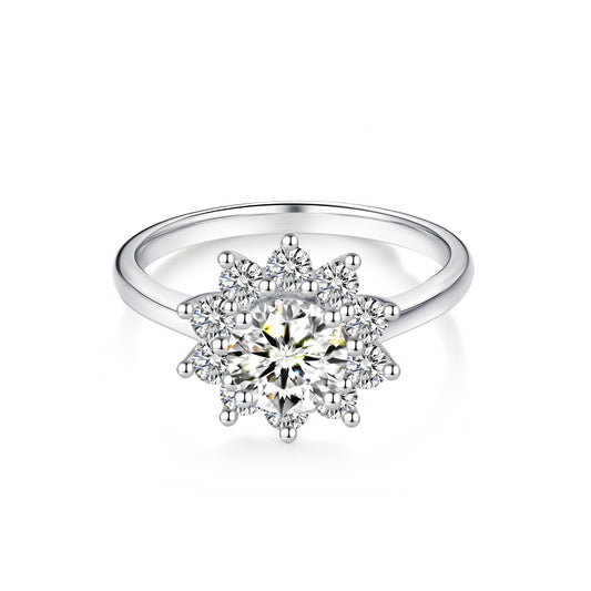 Halo Round Lab Diamond Ring in Platinum - Neoshine