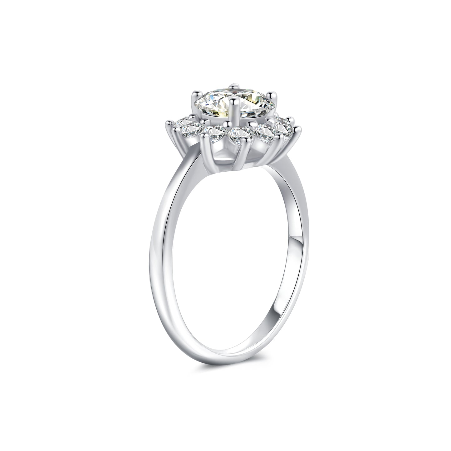 Halo Round Lab Diamond Ring in Platinum - Neoshine