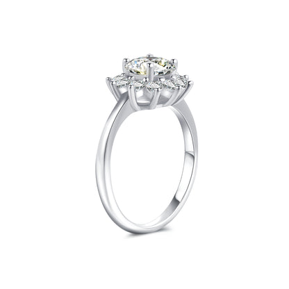 Halo Round Lab Diamond Ring in Platinum - Neoshine