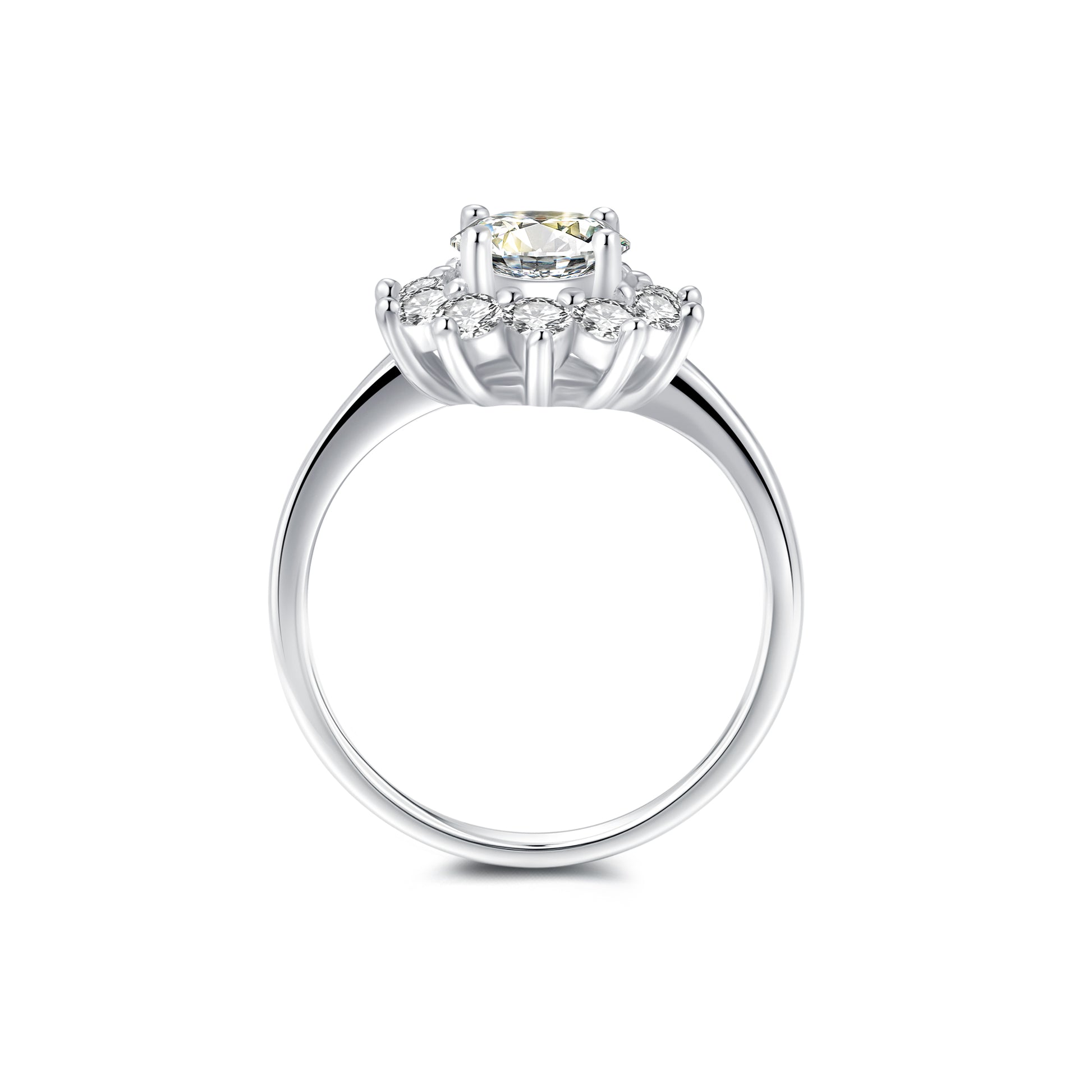 Halo Round Lab Diamond Ring in Platinum - Neoshine