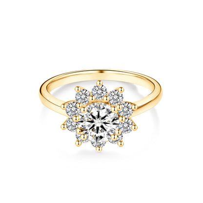 Halo Round Lab Diamond Ring in 18K Yellow Gold - Neoshine