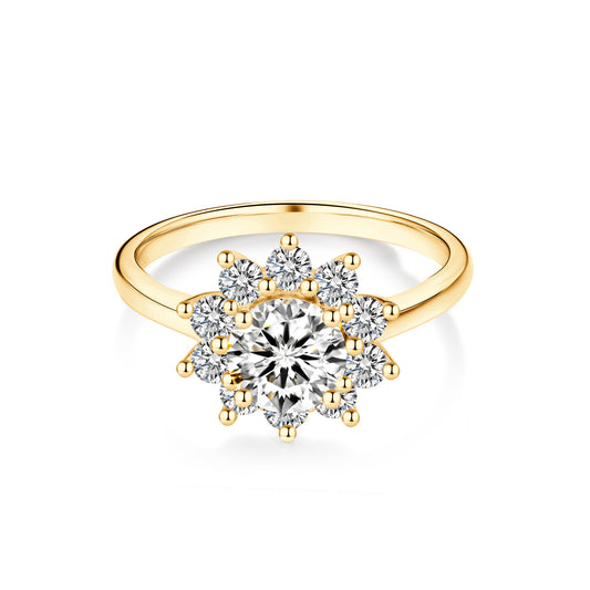 Halo Round Lab Diamond Ring in 18K Yellow Gold - Neoshine