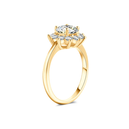 Halo Round Lab Diamond Ring in 18K Yellow Gold - Neoshine
