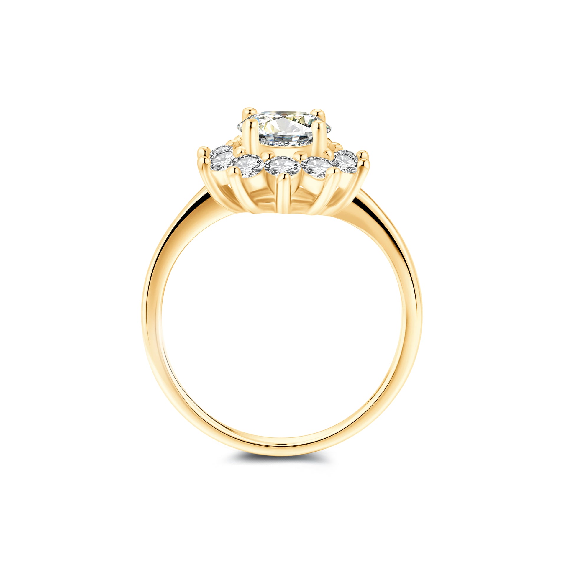 Halo Round Lab Diamond Ring in 18K Yellow Gold - Neoshine