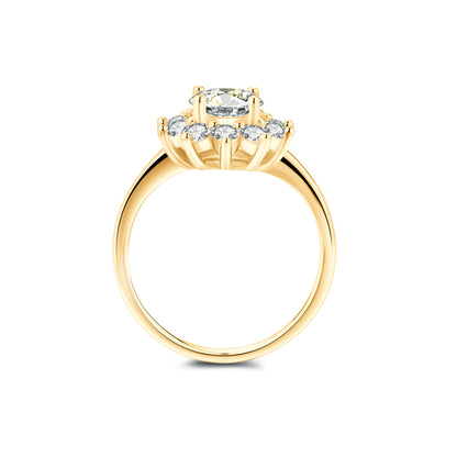 Halo Round Lab Diamond Ring in 18K Yellow Gold - Neoshine