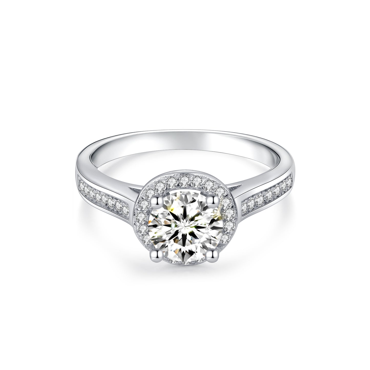 Halo Round Lab Diamond Ring in Platinum - Neoshine