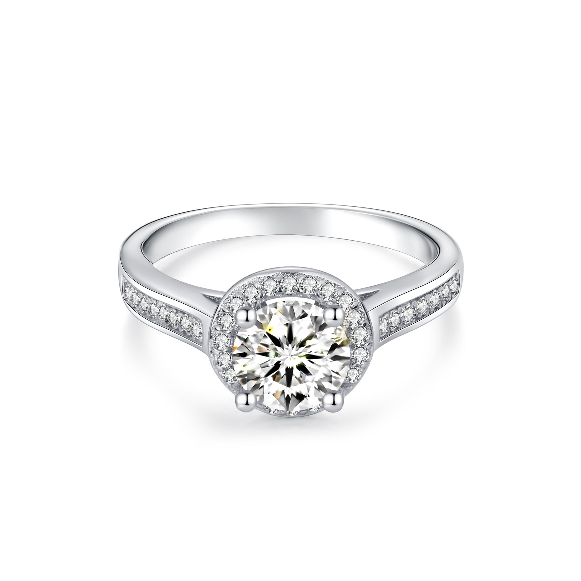 Halo Round Lab Diamond Ring in Platinum - Neoshine