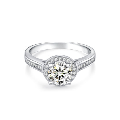 Halo Round Lab Diamond Ring in Platinum - Neoshine