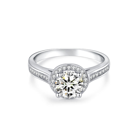 Halo Round Lab Diamond Ring in Platinum - Neoshine