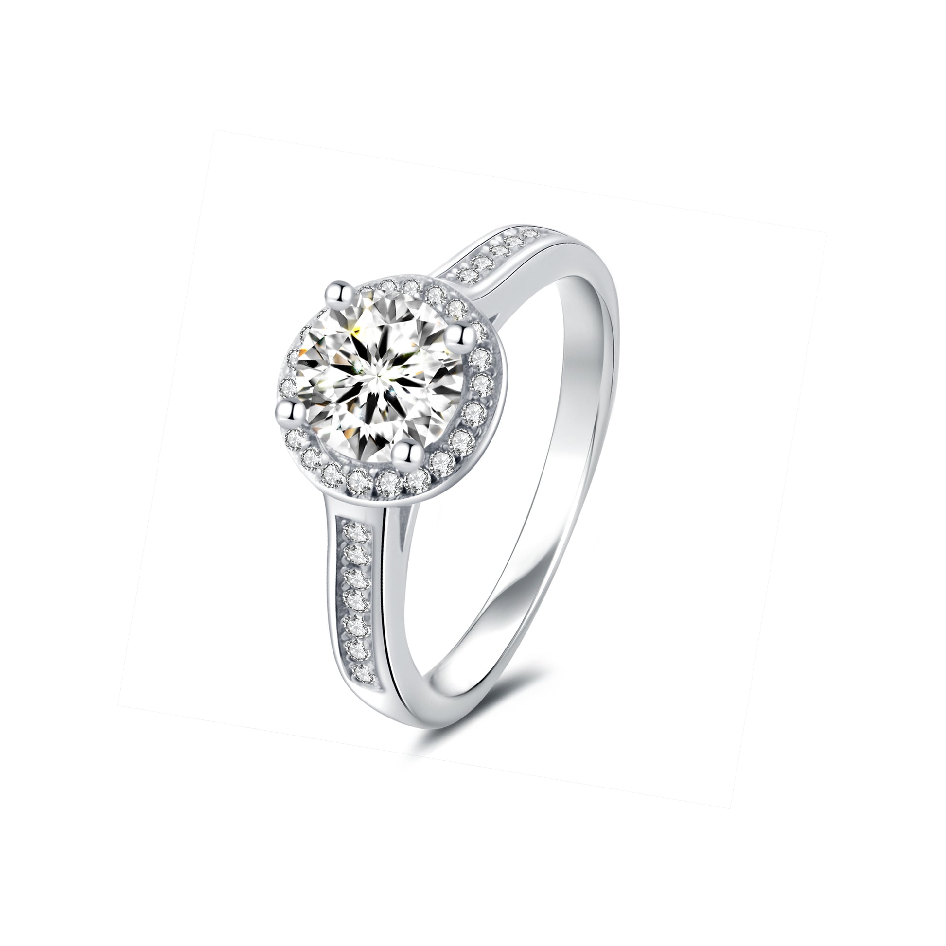 Halo Round Lab Diamond Ring in Platinum - Neoshine