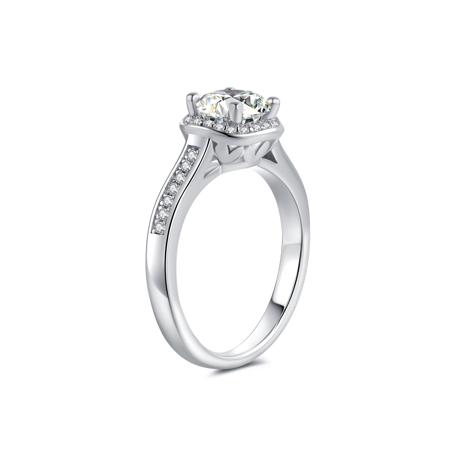 Halo Round Lab Diamond Ring in Platinum - Neoshine