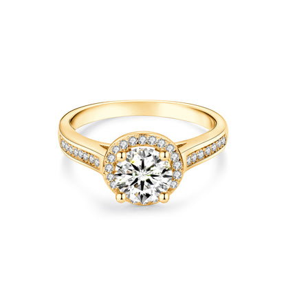 Halo Round Lab Diamond Ring in 18K Yellow Gold - Neoshine