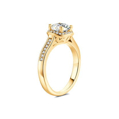 Halo Round Lab Diamond Ring in 18K Yellow Gold - Neoshine