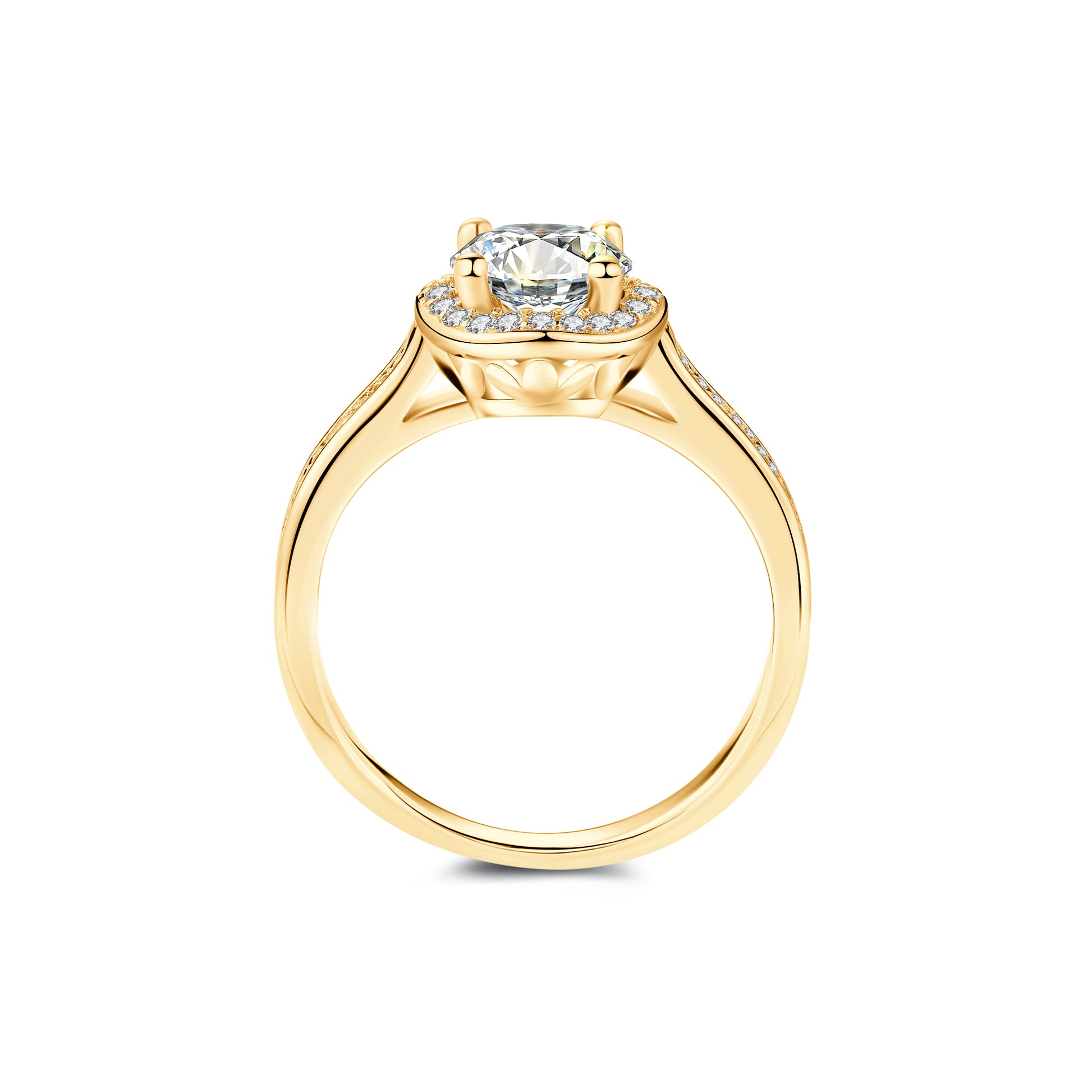 Halo Round Lab Diamond Ring in 18K Yellow Gold - Neoshine