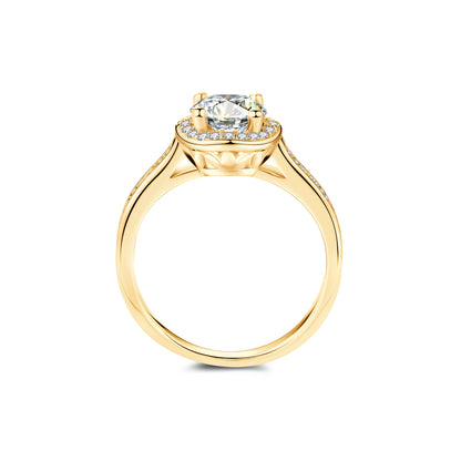 Halo Round Lab Diamond Ring in 18K Yellow Gold - Neoshine