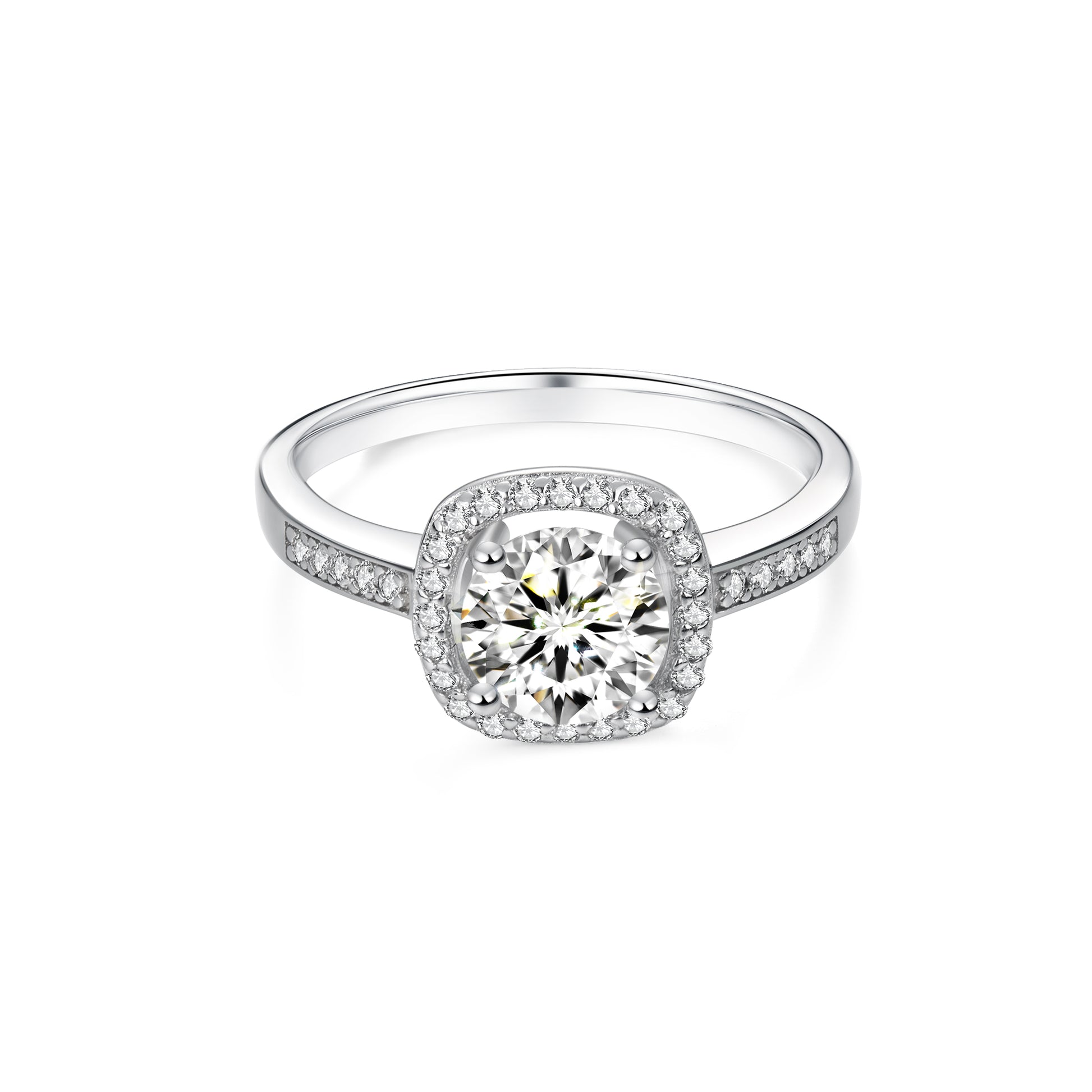 Halo Round Lab Diamond Ring in Platinum - Neoshine