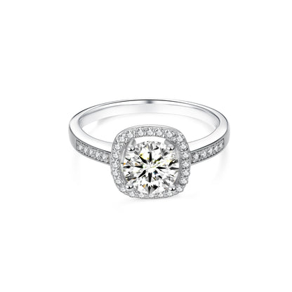Halo Round Lab Diamond Ring in Platinum - Neoshine