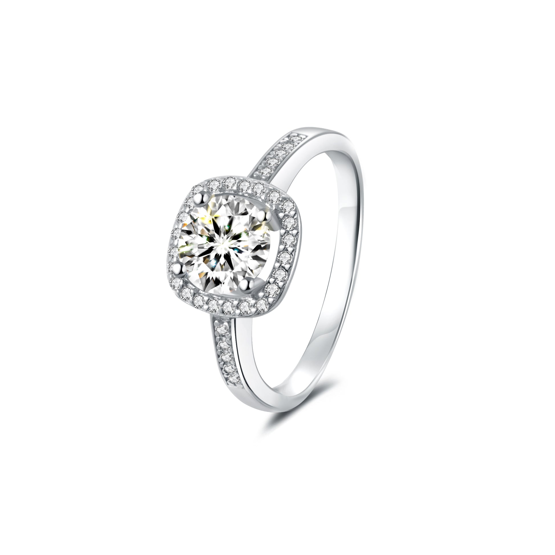 Halo Round Lab Diamond Ring in Platinum - Neoshine