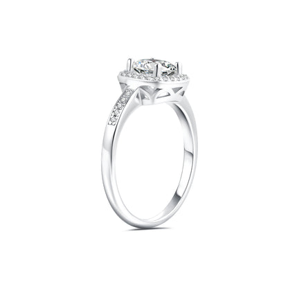 Halo Round Lab Diamond Ring in Platinum - Neoshine