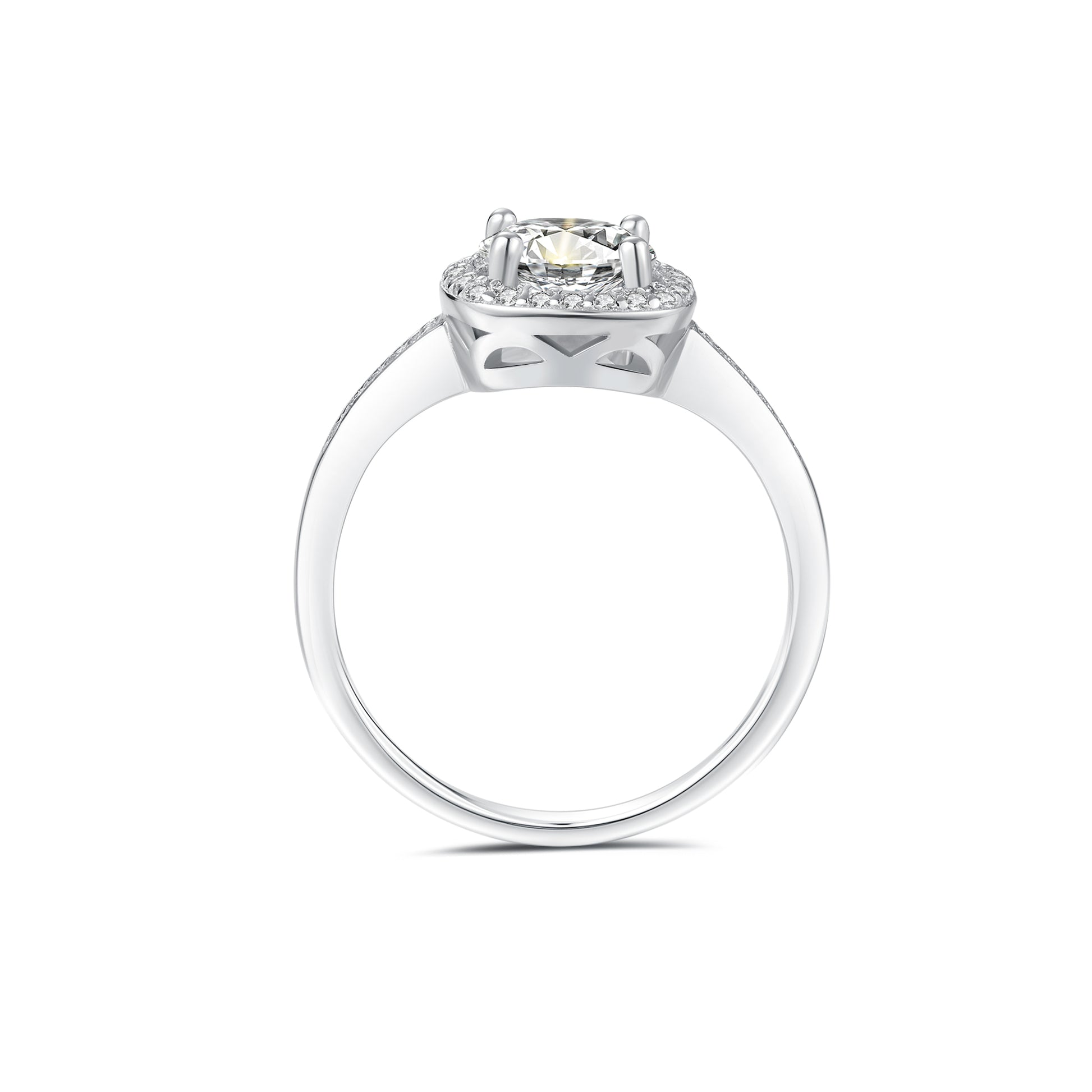 Halo Round Lab Diamond Ring in Platinum - Neoshine
