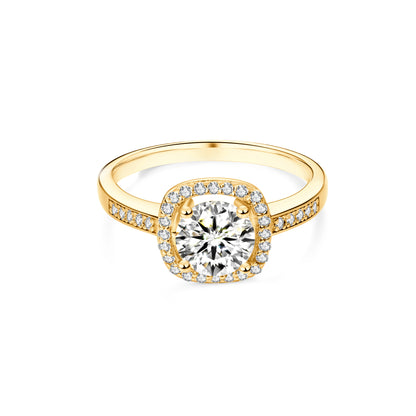 Halo Round Lab Diamond Ring in 14K Yellow Gold - Neoshine