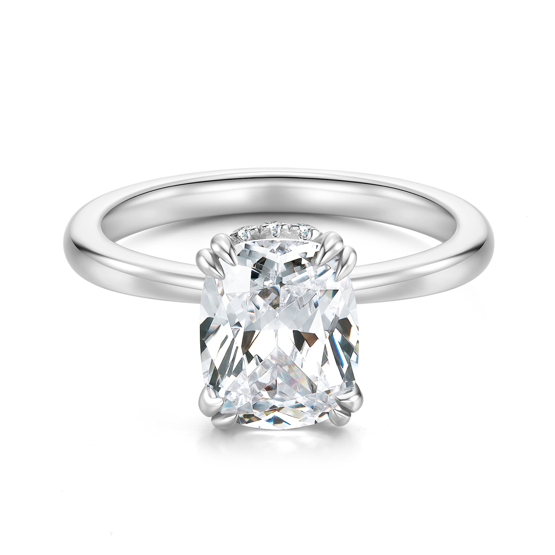 Hidden Halo Radiant Lab Diamond Ring in Platinum - Neoshine
