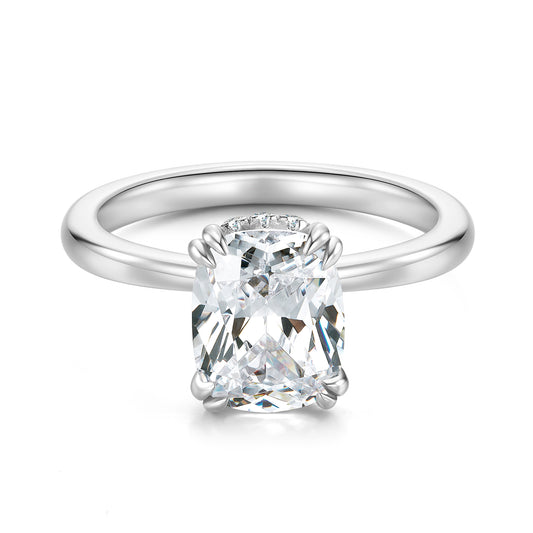 Hidden Halo Radiant Lab Diamond Ring in Platinum - Neoshine