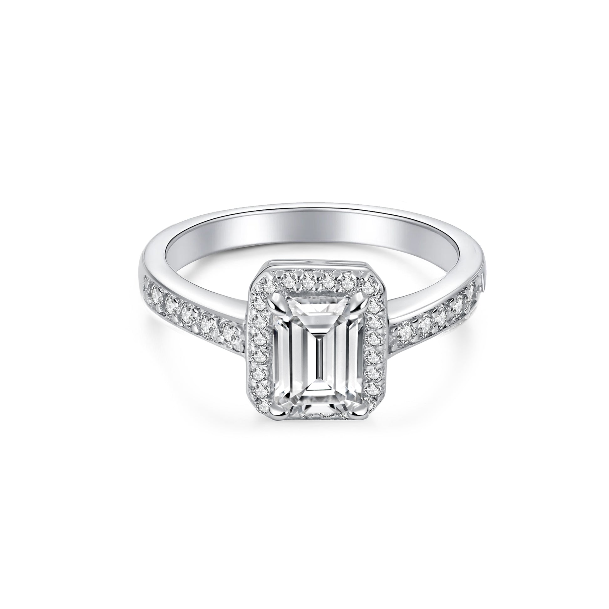 Halo Emerald Lab Diamond Ring in Platinum - Neoshine