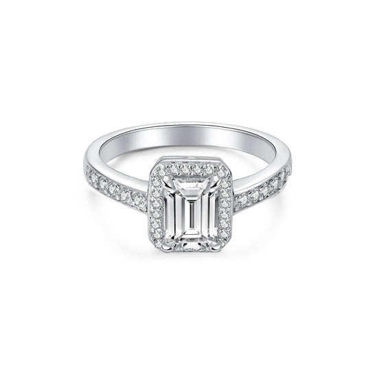 Halo Emerald Lab Diamond Ring in Platinum - Neoshine